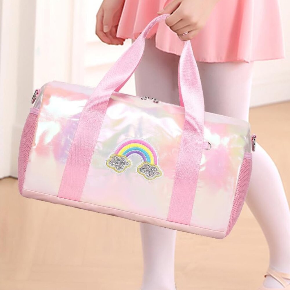 Girls Pink Metallic Dance, Gym, Duffle Bag